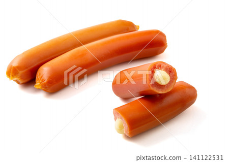 cheese-Stuffed Smoked Sausages, Juicy and Cooked 141122531