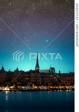 Riddarholmen Church Skyline Under Starry Sky Riddarholmen Church Skyline Under Starry Sky 141122829