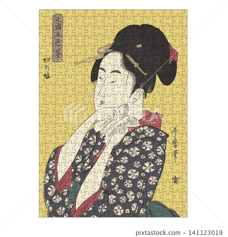 A jigsaw puzzle featuring a beautiful woman in the style of Ukiyo-e woodblock prints. A jigsaw puzzle featuring a beautiful woman in the style of Ukiyo-e woodblock prints. 141123019