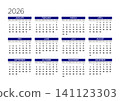English 2026 Horizontal 4x3 Grid Creative Studio Swiss Grid Calendar Minimalist 141123303