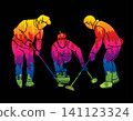 Curling Sport Male Players Action Cartoon Graphic Vector 141123324