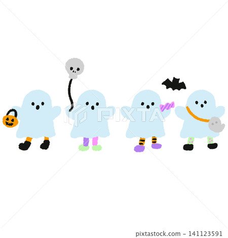 Cute Halloween ghost set illustration Cute Halloween ghost set illustration 141123591
