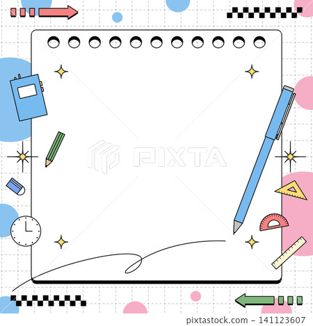 Stationery decoration frame, grid background, pop design, square size Stationery decoration frame, grid background, pop design, square size 141123607