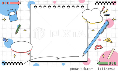 Stationery decoration frame, grid background, pop design, 16:9 size Stationery decoration frame, grid background, pop design, 16:9 size 141123608