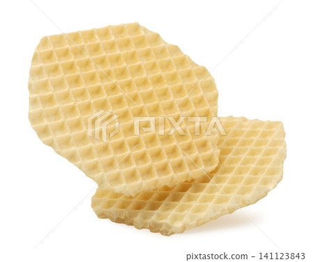 Two wafer sheets levitate close-up on a white background. Isolated 141123843