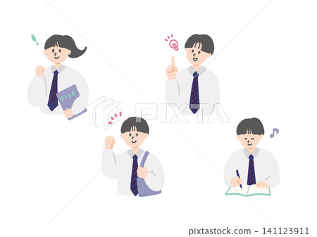 High school boys and girls with various expressions High school boys and girls with various expressions 141123911