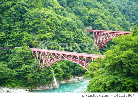 Yamahiko Bridge and Shin-Yamahiko Bridge spanning the Kurobe Gorge Yamahiko Bridge and Shin-Yamahiko Bridge spanning the Kurobe Gorge 141123964
