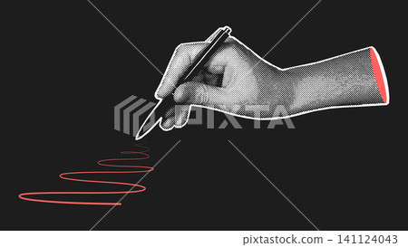 Halftone Hand Writing Ballpoint Pen Illustration Halftone Hand Writing Ballpoint Pen Illustration 141124043