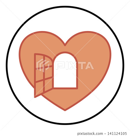 Heart with an open window line icon symbol of open mindedness new opportunities love and freedom. Heart with an open window line icon symbol of open mindedness new opportunities love and freedom. 141124105