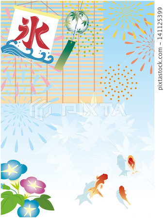 以夏天為主題的背景,上面有漂亮的金魚 以夏天為主題的背景,上面有漂亮的金魚 141125399