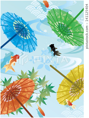 Summer-themed background featuring cool goldfish Summer-themed background featuring cool goldfish 141125404