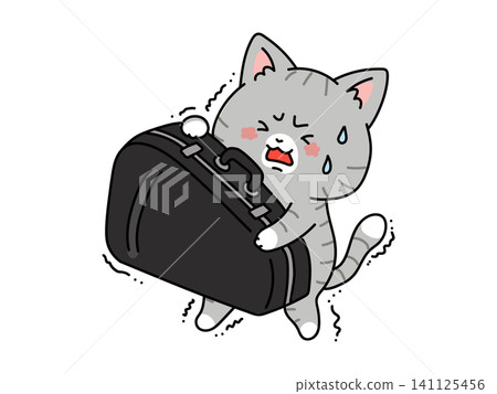 A cat carrying a large musical instrument case 141125456