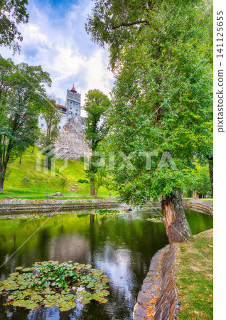 Amazing Landscape with medieval Bran castle known for the myth of Dracula. Amazing Landscape with medieval Bran castle known for the myth of Dracula. 141125655