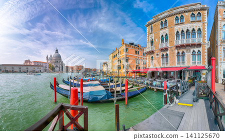 Remarkable morning cityscape of Venice with famous Canal Grande and Basilica di Santa Maria della Salute church. Remarkable morning cityscape of Venice with famous Canal Grande and Basilica di Santa Maria della Salute church. 141125670