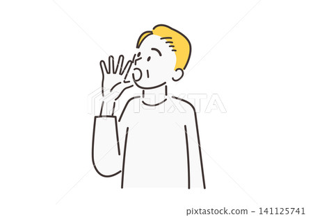 Person speaking loudly - Senior male, yellow Person speaking loudly - Senior male, yellow 141125741