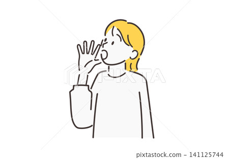 A woman speaking in a loud voice, wearing yellow. A woman speaking in a loud voice, wearing yellow. 141125744