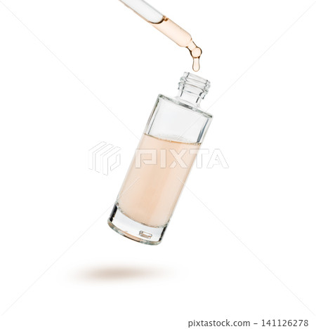 Cosmetic serum bottle with dropper. Cosmetic serum bottle with dropper. 141126278