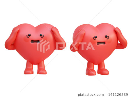 Stressed 3D Heart Character Holding Head in Frustration and Shock Sad Broken Heart Concept Stressed 3D Heart Character Holding Head in Frustration and Shock Sad Broken Heart Concept 141126289