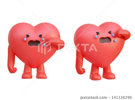 Crying 3D Heart Character Weeping Tears of Sadness Unhappy Broken Heart Emotional Mascot Crying 3D Heart Character Weeping Tears of Sadness Unhappy Broken Heart Emotional Mascot 141126290