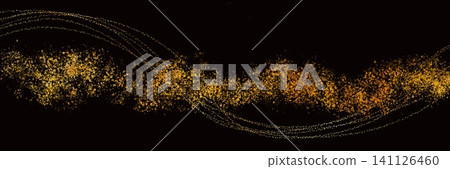 Gold leaf, gold powder, gold dust texture, gold brushstrokes and black background illustration Gold leaf, gold powder, gold dust texture, gold brushstrokes and black background illustration 141126460