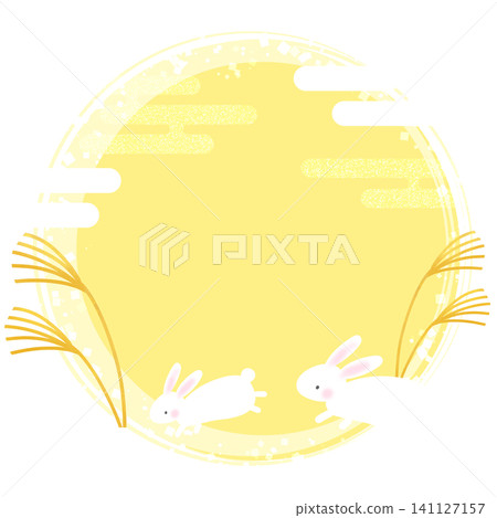 Cute illustration material of two rabbits watching the moon / frame, border, pampas grass, clouds Cute illustration material of two rabbits watching the moon / frame, border, pampas grass, clouds 141127157