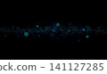黑色背景上閃爍著藍色的粒子流。 141127285