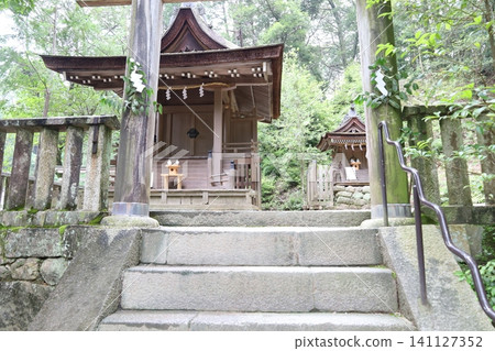 奈良縣天理市磯之神神社的庭院景色。 奈良縣天理市磯之神神社的庭院景色。 141127352