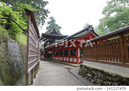 奈良縣天理市磯之神神社的庭院景色。 奈良縣天理市磯之神神社的庭院景色。 141127470