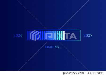2026 to 2027 Blue Striped Loading Progress Bar on Dark Background 2026 to 2027 Blue Striped Loading Progress Bar on Dark Background 141127895