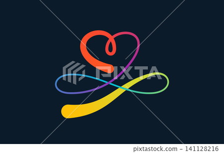 rainbow gradient heart infinity loop logo vector illustration 141128216