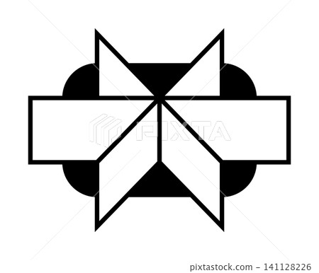 Three planes intersecting in a single line, a crop circle pattern found 2026 in Wiltshire. Three-dimensional representation of three planes having a single point of intersection. Isolated. Vector 141128226