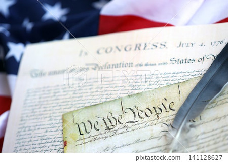 United States Bill of Rights Preamble to the Constitution and American Flag United States Bill of Rights Preamble to the Constitution and American Flag 141128627