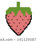 pixelated strawberry fruit icon image vector illustration design pixel art style 141129387