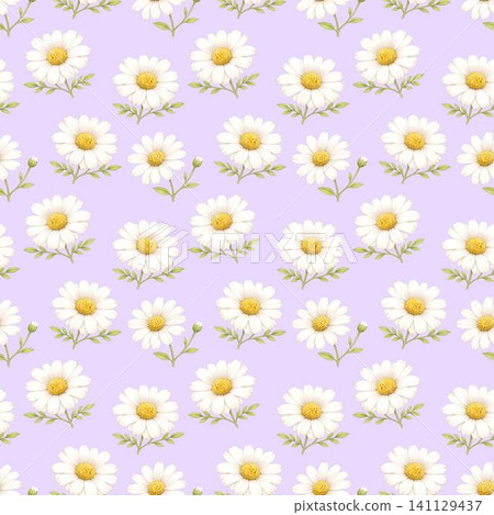 Pastel lavender daisy seamless floral pattern Pastel lavender daisy seamless floral pattern 141129437