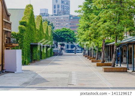 Taipei Huashan Cultural and Creative Park: Red Brick Warehouse with Eternal Chun Wisteria and Sky Plaza View Taipei Huashan Cultural and Creative Park: Red Brick Warehouse with Eternal Chun Wisteria and Sky Plaza View 141129617