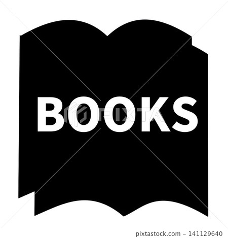 Book silhouette and BOOKS logo 141129640