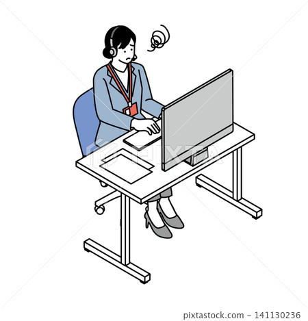 The female call center operator looked confused and bewildered, unsure how to handle the situation. The female call center operator looked confused and bewildered, unsure how to handle the situation. 141130236