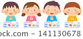 Vector illustration set of everyone eating school lunch 141130678