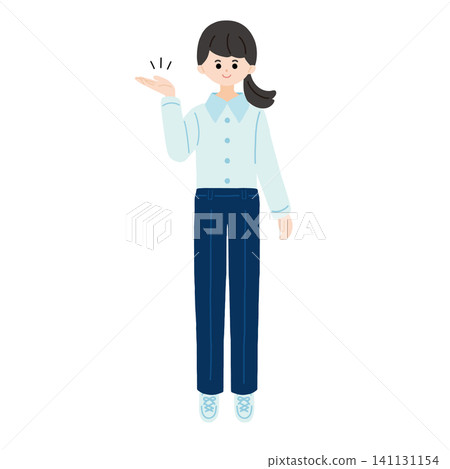 Full-body illustration of a woman guiding Full-body illustration of a woman guiding 141131154