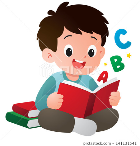 Little Boy Studying Alphabet Letters Little Boy Studying Alphabet Letters 141131541