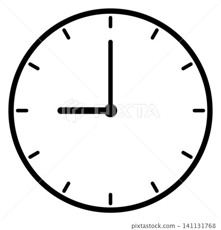 A simple clock face that shows just 9 o'clock A simple clock face that shows just 9 o'clock 141131768