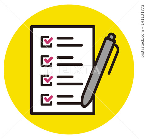 Application icon. Illustration of a contract and a pen. Procedures for various documents. Application icon. Illustration of a contract and a pen. Procedures for various documents. 141131772