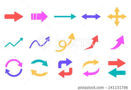 Various types of colorful arrow materials Various types of colorful arrow materials 141131786