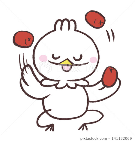 An illustration of a white bird juggling. An illustration of a white bird juggling. 141132069