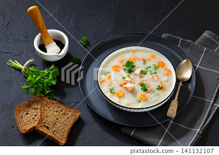 Scottish Highland Salmon Soup with Root Vegetables Scottish Highland Salmon Soup with Root Vegetables 141132107