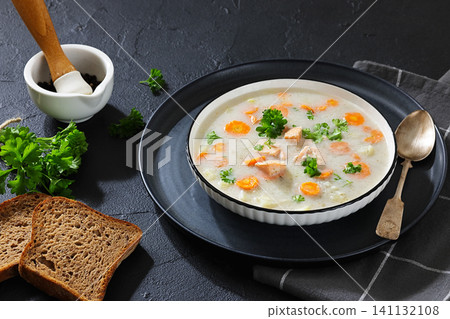 New England Style Salmon Soup with Cream New England Style Salmon Soup with Cream 141132108