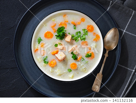 Premium Atlantic Salmon Soup Creamy Chowder Style 141132116