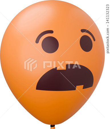 Orange balloon with pumpkin face. Funny Halloween balloon. 3d rendered illustration. Orange balloon with pumpkin face. Funny Halloween balloon. 3d rendered illustration. 141132323
