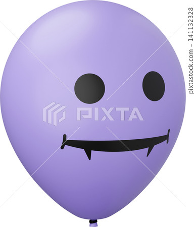 Funny Halloween balloon. White balloon with vampire face. 3d rendered illustration Funny Halloween balloon. White balloon with vampire face. 3d rendered illustration 141132328