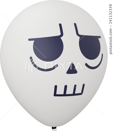 Funny Halloween balloon. White balloon with skull face. 3d rendered illustration 141132339